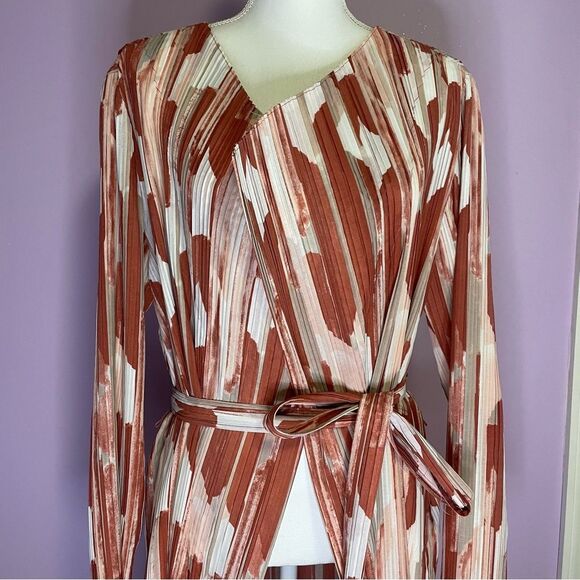 Chico's Travelers Cardigan Longline Open Front Jacket Pink White Size Large - Picture 2 of 12